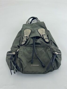 🚩steal Burberry Olive Green Nylon Drawstring Backpack